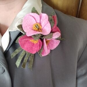 Pink Floral Felt Brooch
